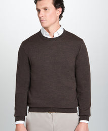 Chocolate Merino Wool Crew Neck Sweater