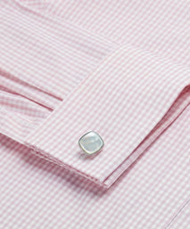 Pale Pink & White Classic Fit Double Cuff Essential Gingham Formal Shirt