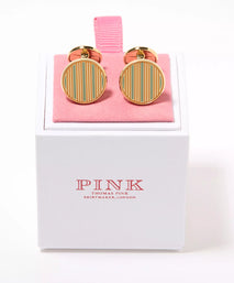 Orange & Green Enamel Striped Cufflinks