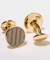 Pink & Navy Enamel Striped Cufflinks
