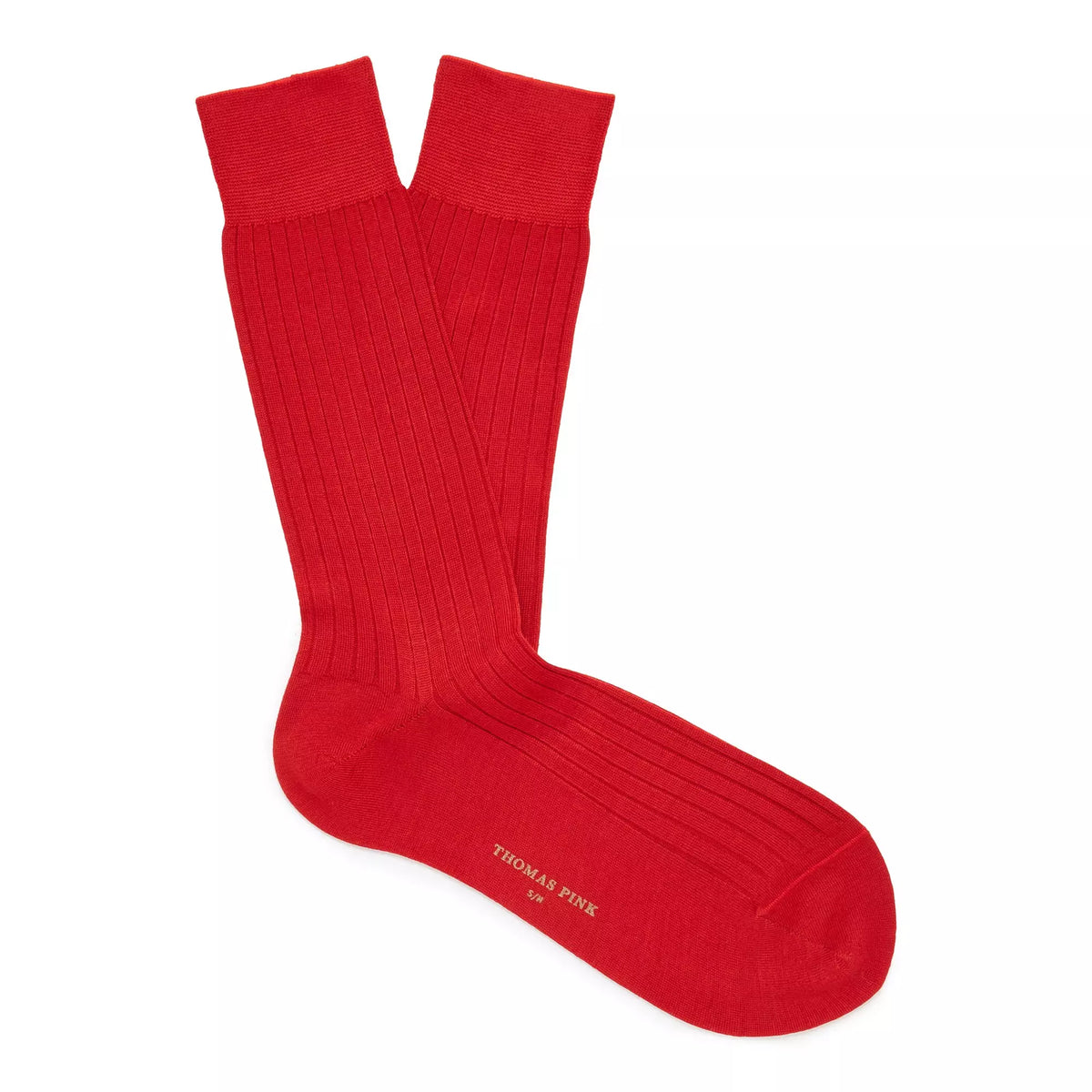 Red Mid Length Ribbed Merino Wool Socks