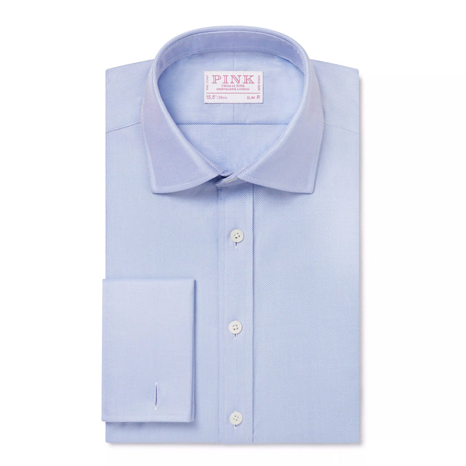 Pale Blue Slim Fit Double Cuff Royal Twill Formal Shirt