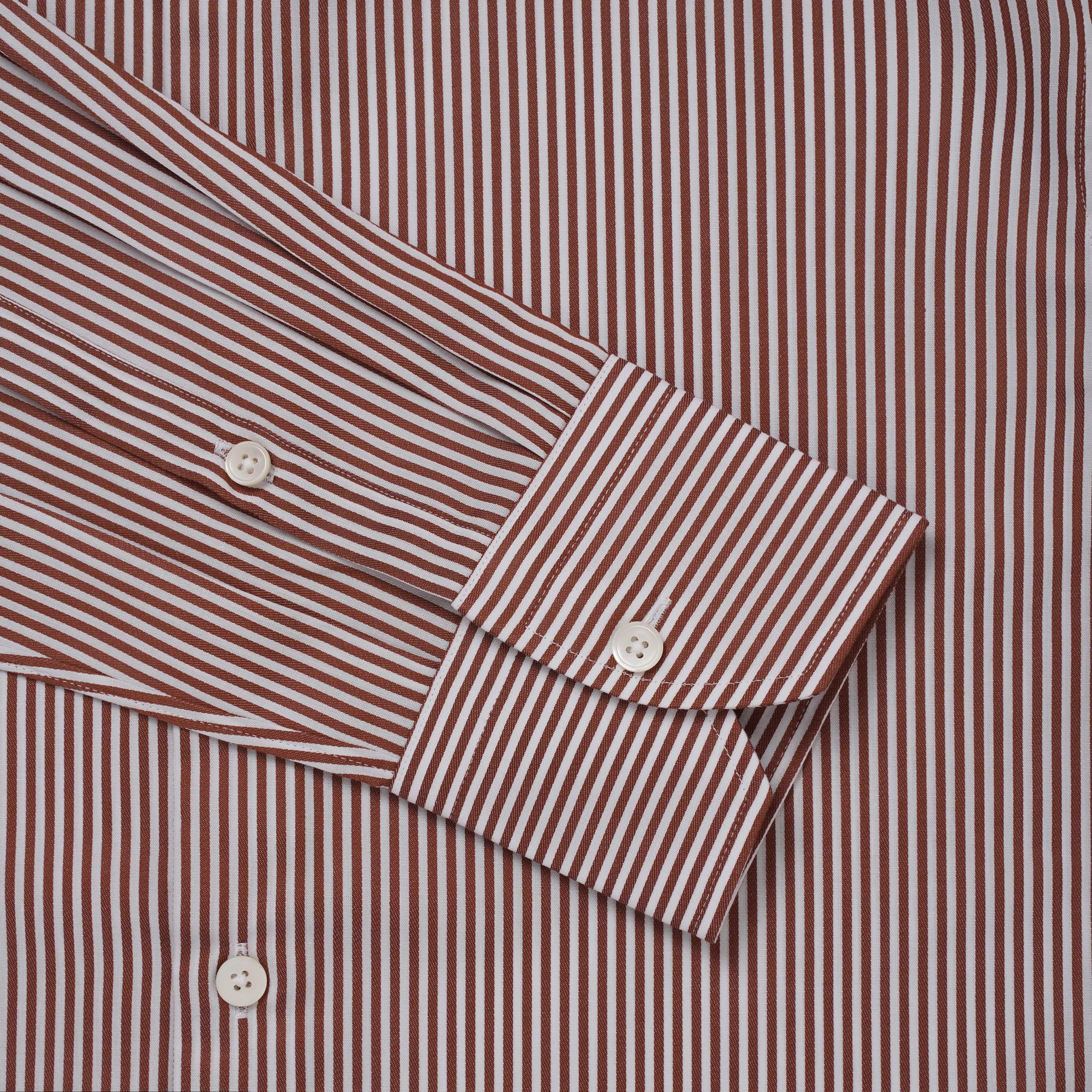 Brown & White Tailored Fit Capri Stripe Shirt Formal Shirt