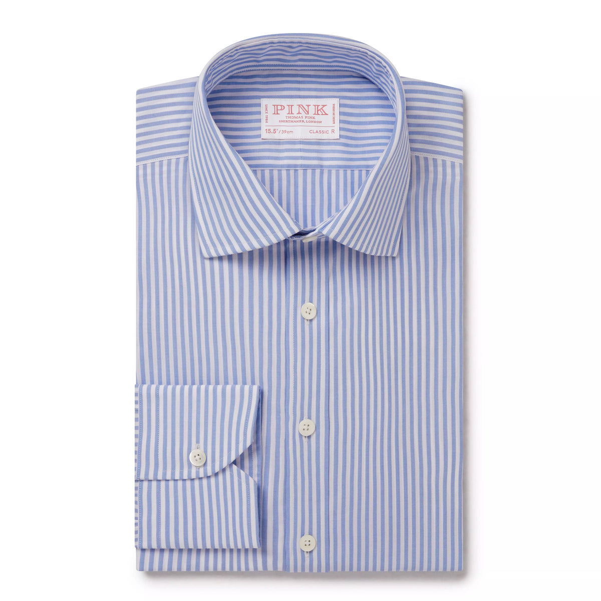 Blue & White Classic Fit Panama Stripe Formal Shirt