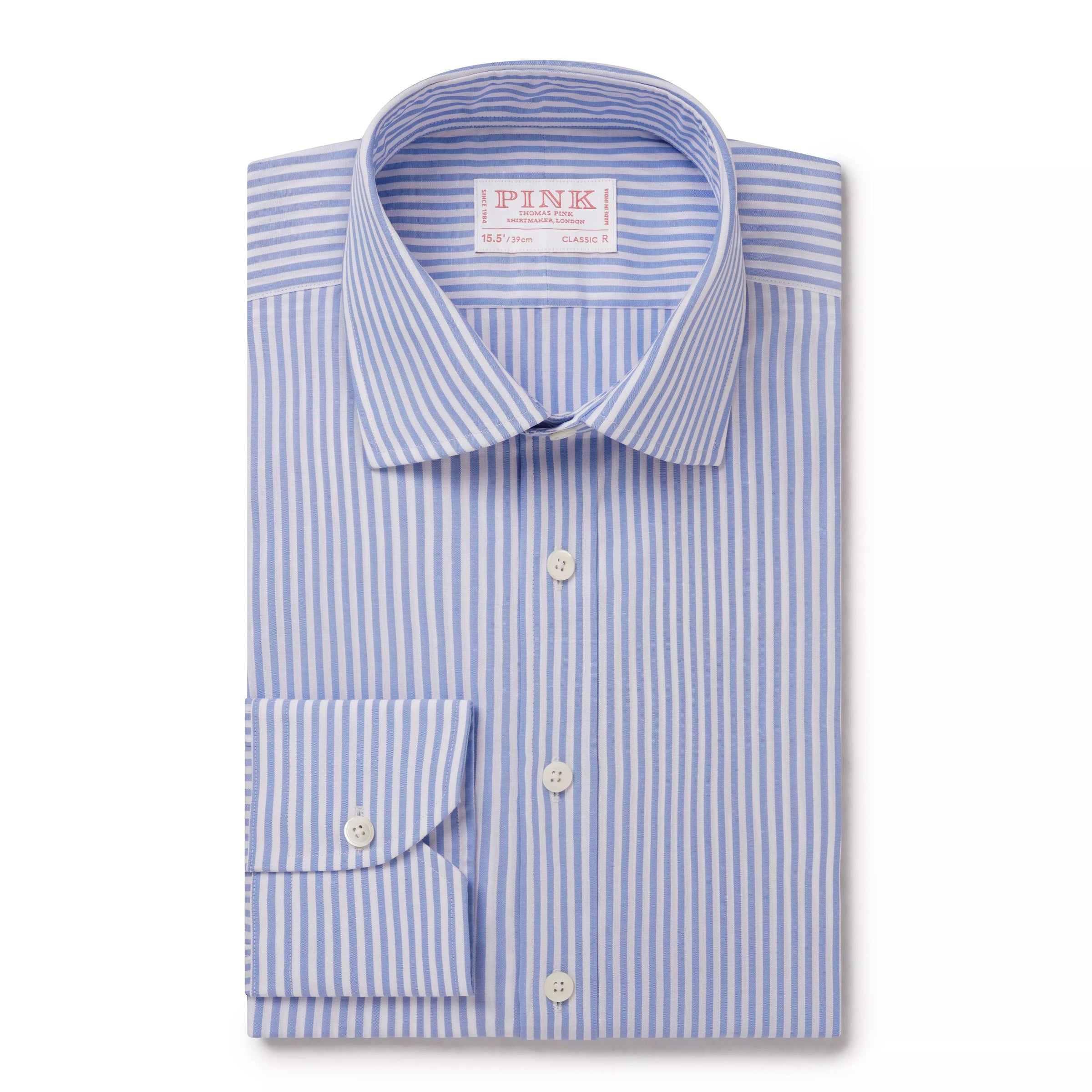 Blue & White Classic Fit Panama Stripe Formal Shirt