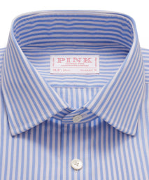 Blue & White Classic Fit Panama Stripe Formal Shirt