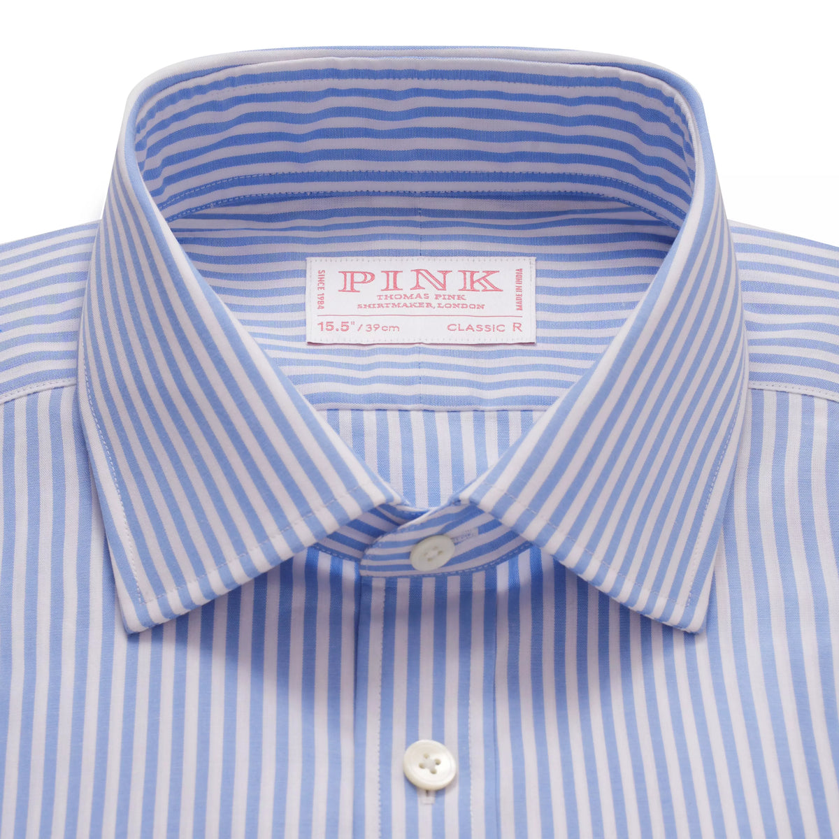 Blue & White Classic Fit Panama Stripe Formal Shirt
