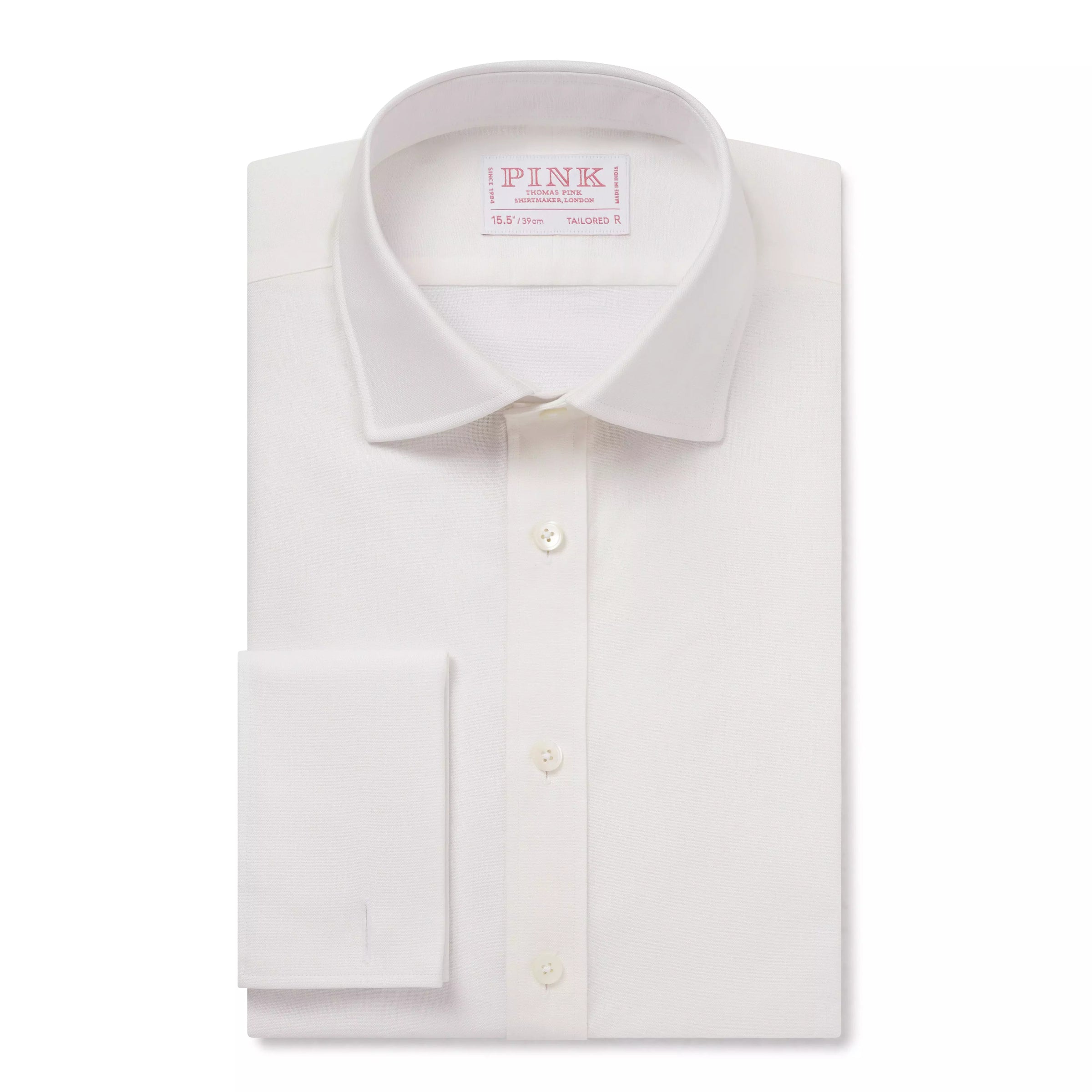 Off White Tailored Fit Double Cuff Cotton Oxford Formal Shirt