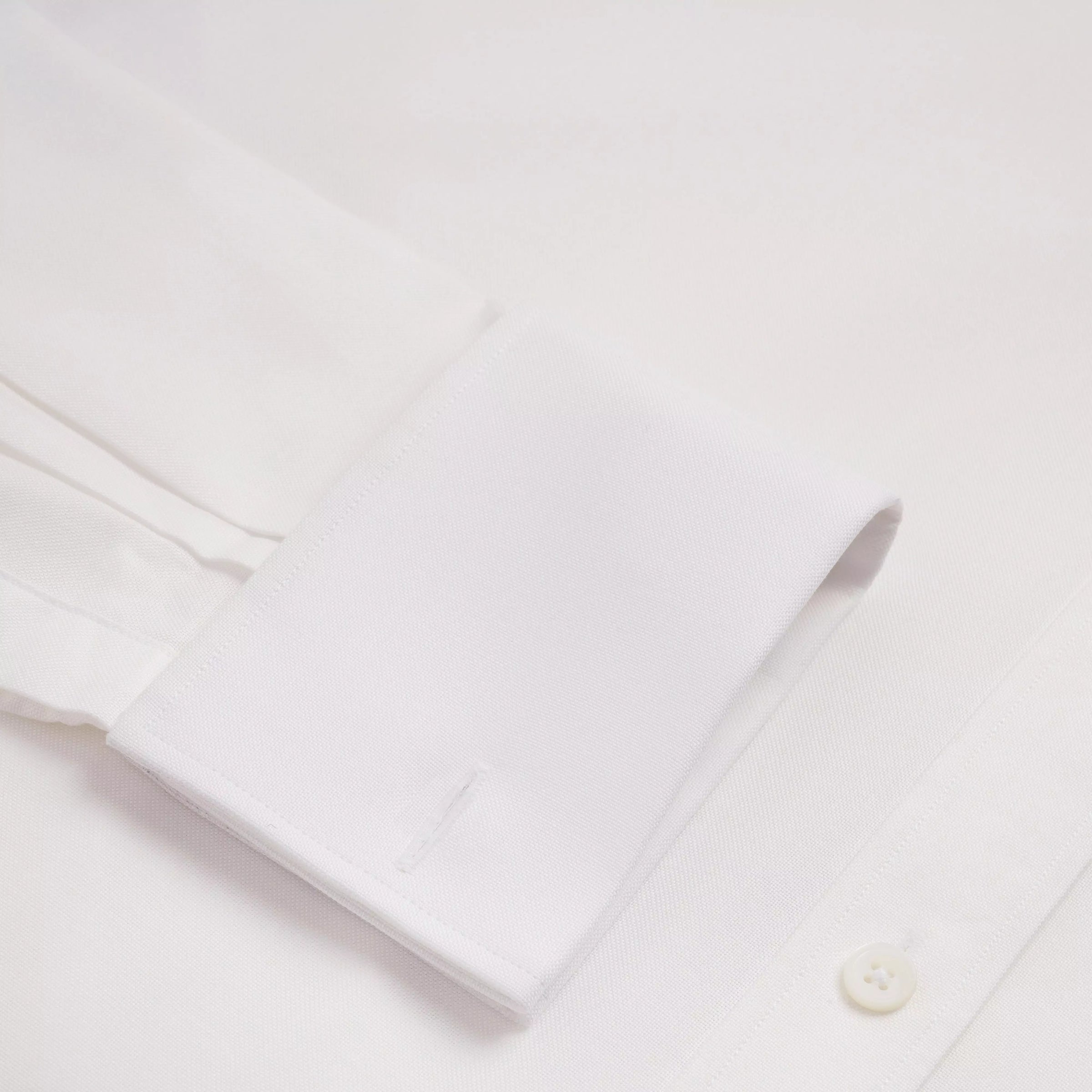 Off White Tailored Fit Double Cuff Cotton Oxford Formal Shirt