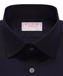 Navy Blue Classic Fit Double Cuff Ramses Cotton Poplin Formal Shirt